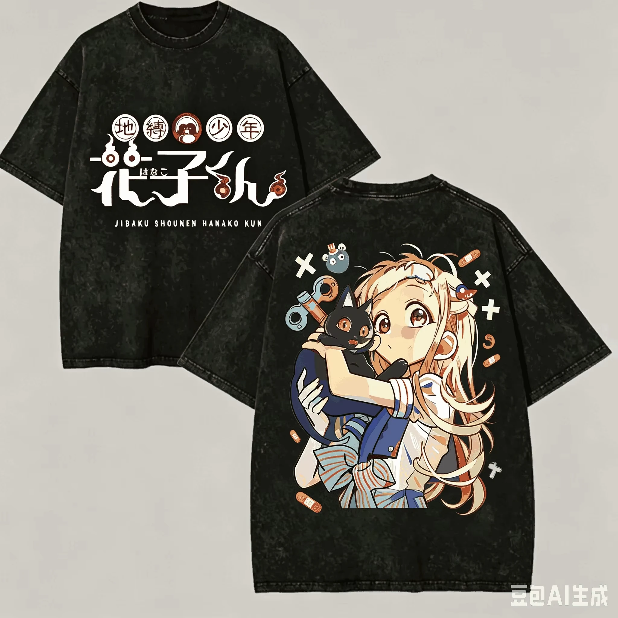 Toilet Bound Hanako Kun Anime Graphic T‑shirt Harajuku Vintage Washed Oversized Unisex Short Sleeve Cotton Streetwear Tops