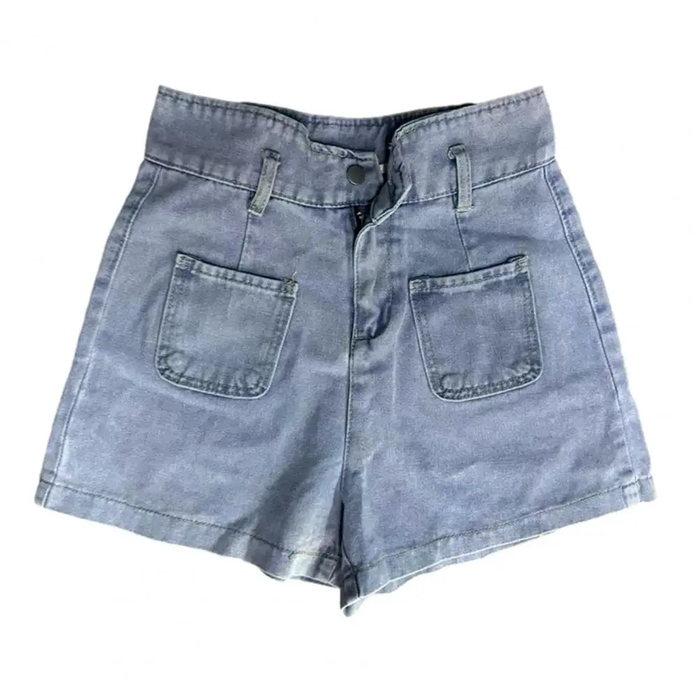 Women Denim Shorts Stylish High Waist Denim Cargo Shorts for Women Stretchy Wide Leg Summer Shorts with Pockets Zipper for A