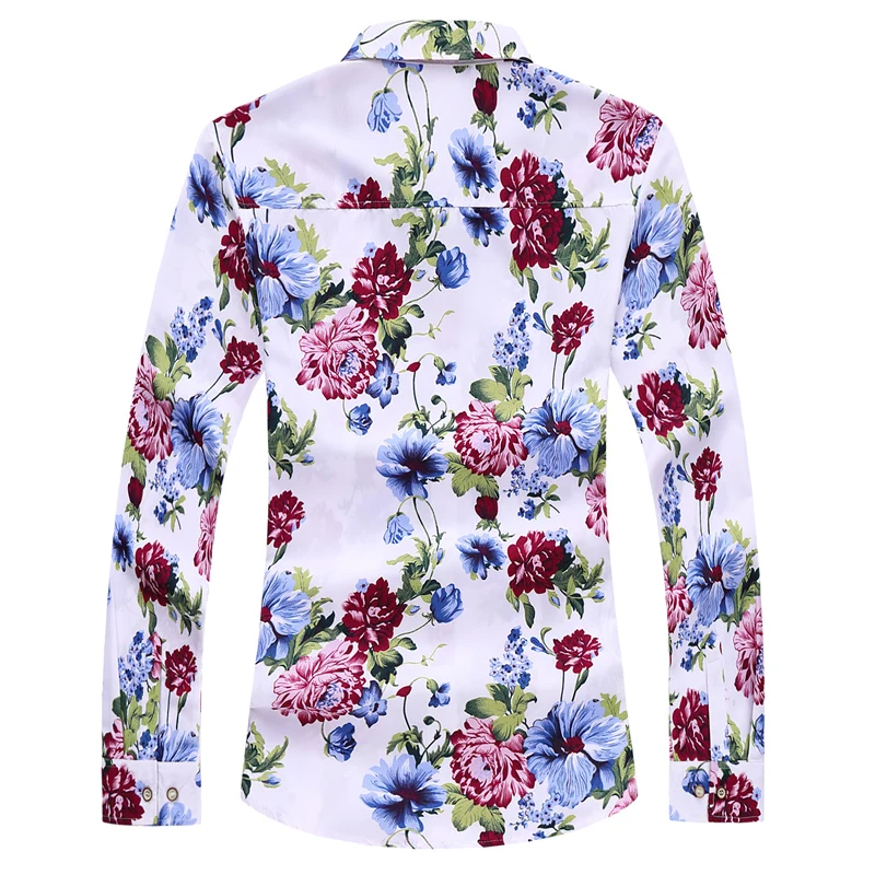 New Men Long Sleeved Floral Shirt Single Breasted Lapel Top Fashion Male Dance Party Casual Shirts Large Size 7XL