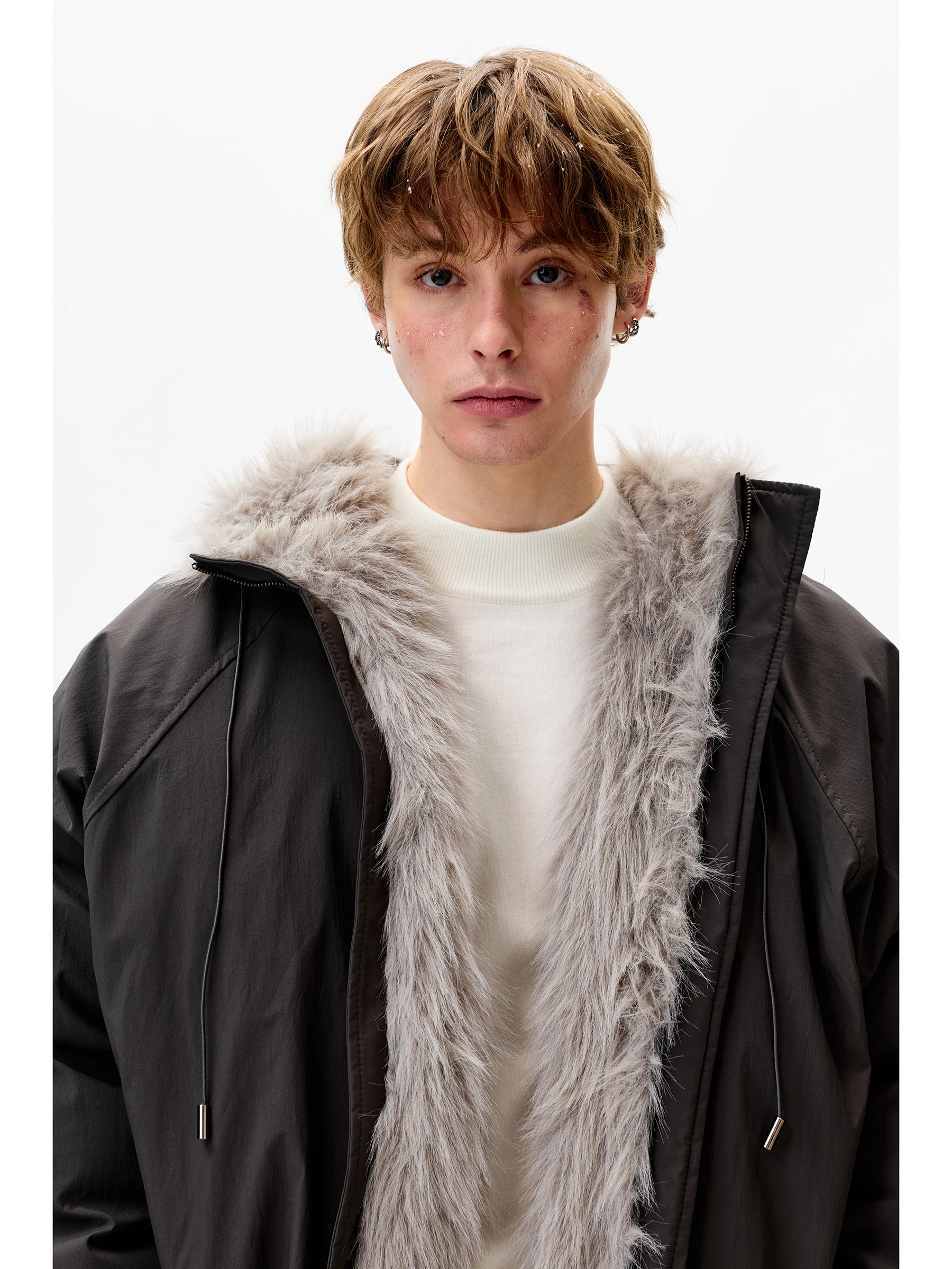 سترات رجالية شتوية جديدة لعام 2025 مزخرفة بجيب سميك سترات عصرية بأكمام طويلة مع قلنسوة معاطف مريحة ودافئة وفضفاضة للرجال #5