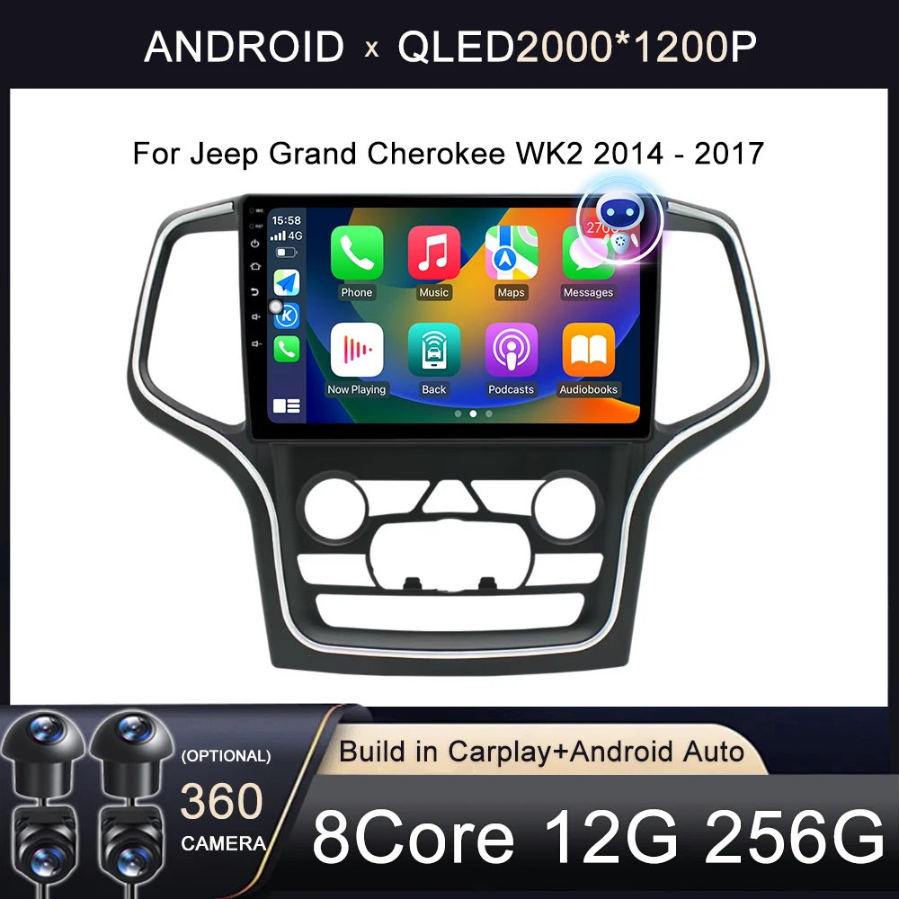 

Навигатор GPS для Jeep Grand Cherokee WK2 2014 - 2017 видеоплеер Android Авто Carplay 4G WIFI No 2din