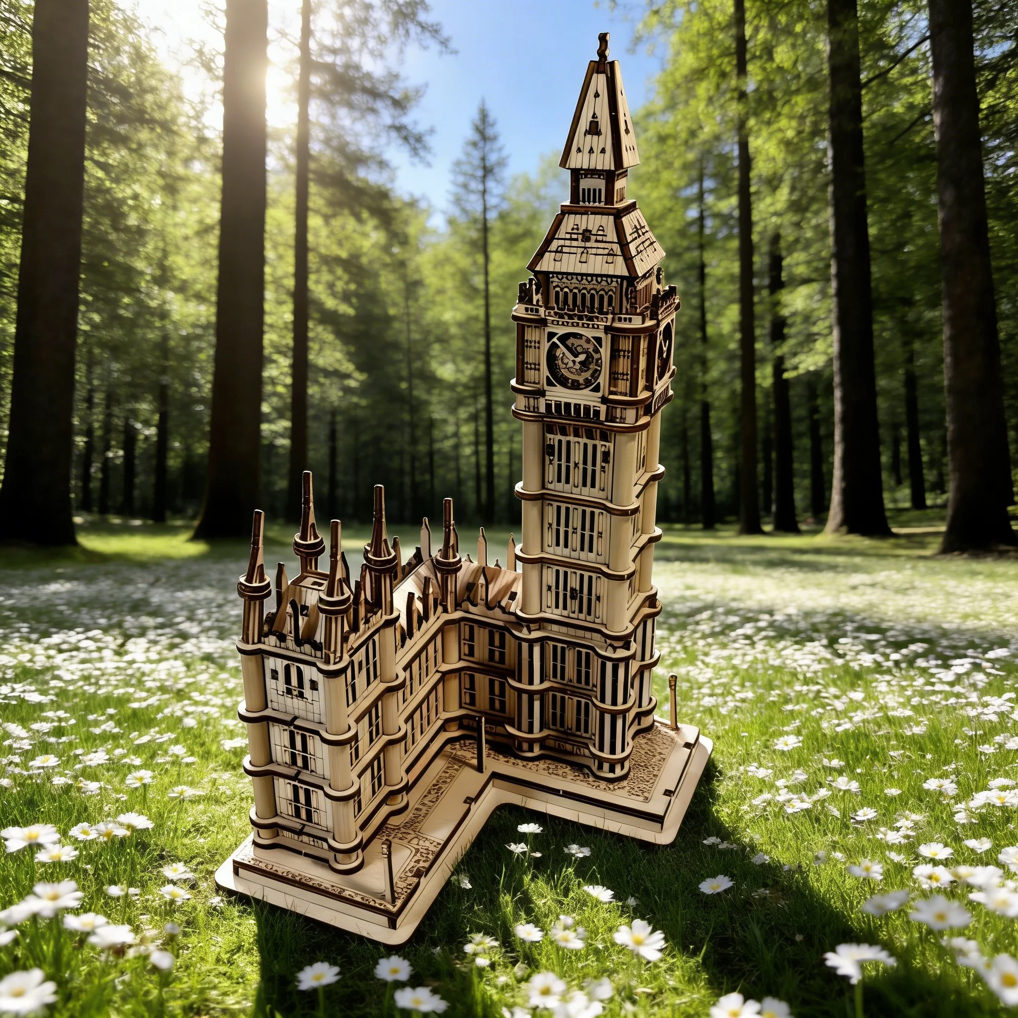 1 orologio Big Ben fai da te in legno, un puzzle creativo 3D, ideale come regalo festivo o decorazione della casa.