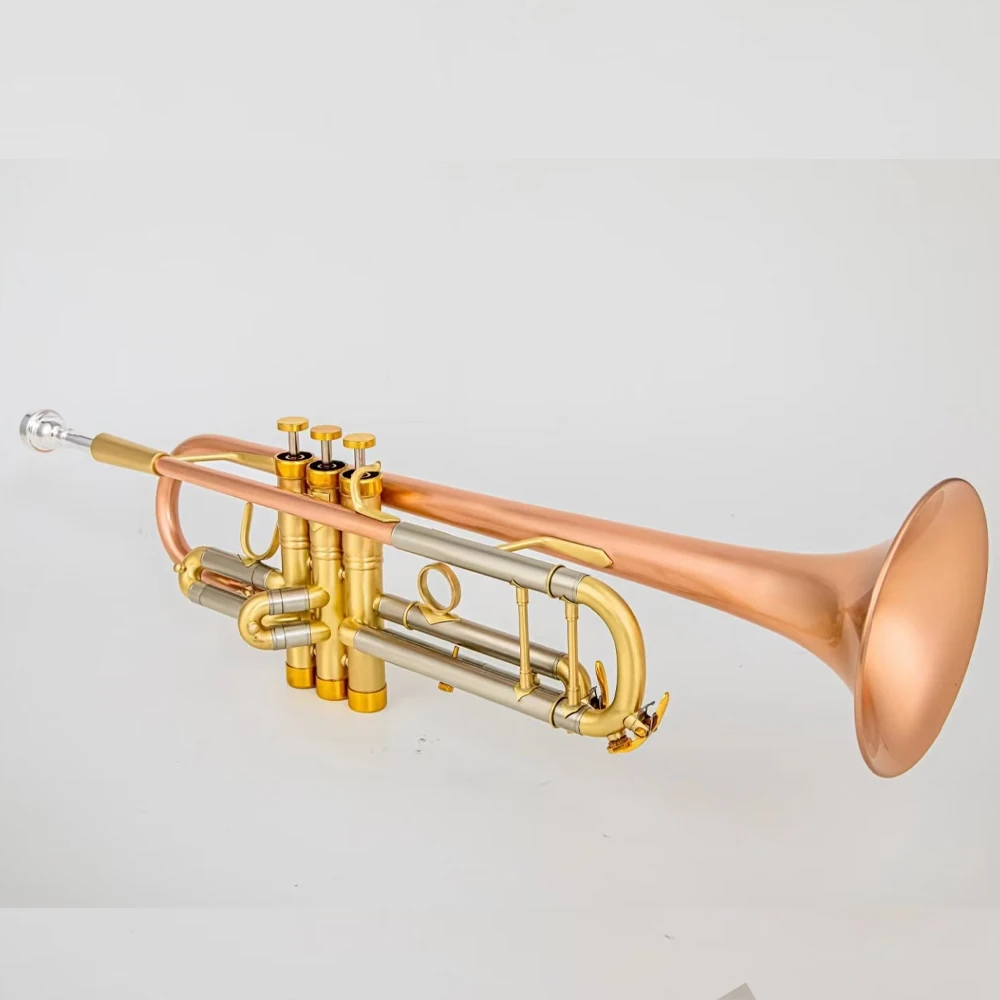 High Quality Bb Trumpet Phosphor Copper Brushed Weighted Brass Instrument Composite Trumpet with Case Mouthpiece