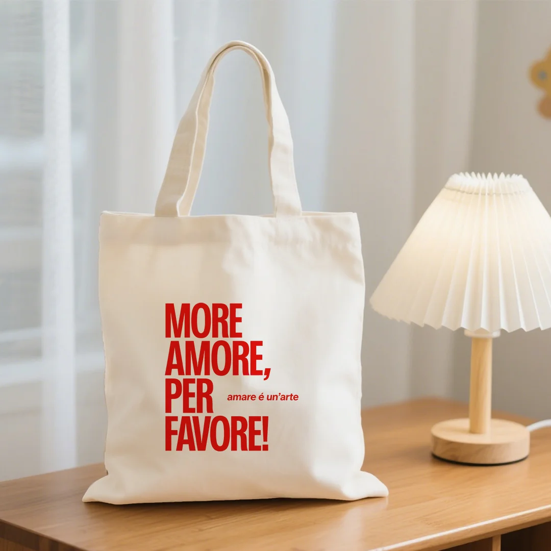 Italian Love-Themed Tote Bag - Reusable, Large Capacity, with 