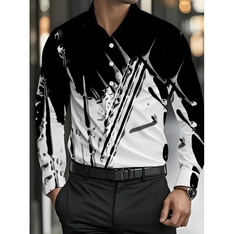 

New Men's Long Sleeve Shirt Fashion Western Horse Casual Versatile Fashion 3D Flower Printed Summer Top2025
