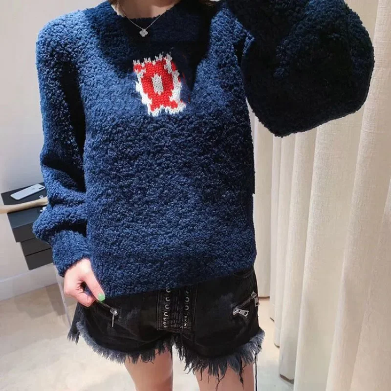 Fashion Luxury Brand Round Neck Golf Knitted Sweater Women Spring and Autumn High-end Loose Knitted Top Pullovers Golf Clothing