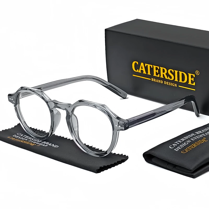 

CATERSIDE Vintage Polygonal Glasses Men TR Frame High Quality Eyeglass for Women Transparent Lenses Business Eyewear