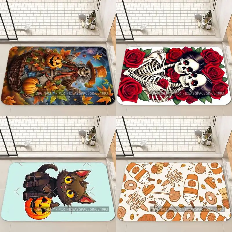 

Хэллоуин Коврик Скелет Украшение Гостиной Домашний Диван Нескользящий Ковер Кабинет Спальня Татами Детский Мягкий Напольный Коврик