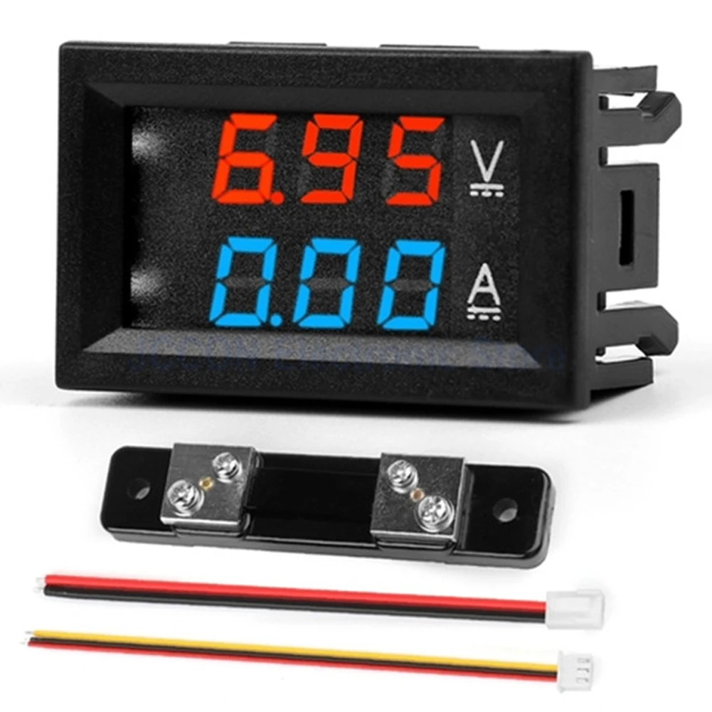 Digital Voltmeter Ammeter DC0-100V 10A 50A 100A Voltage Current Tester 0.56inch LED Display High Precision for Home Office