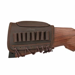Tourbon Tactical Rifle Buttstock Cheek Rest Riser Genuine Leather Firearms Ammo Cartridges Holder Carrier Hunting Accessories