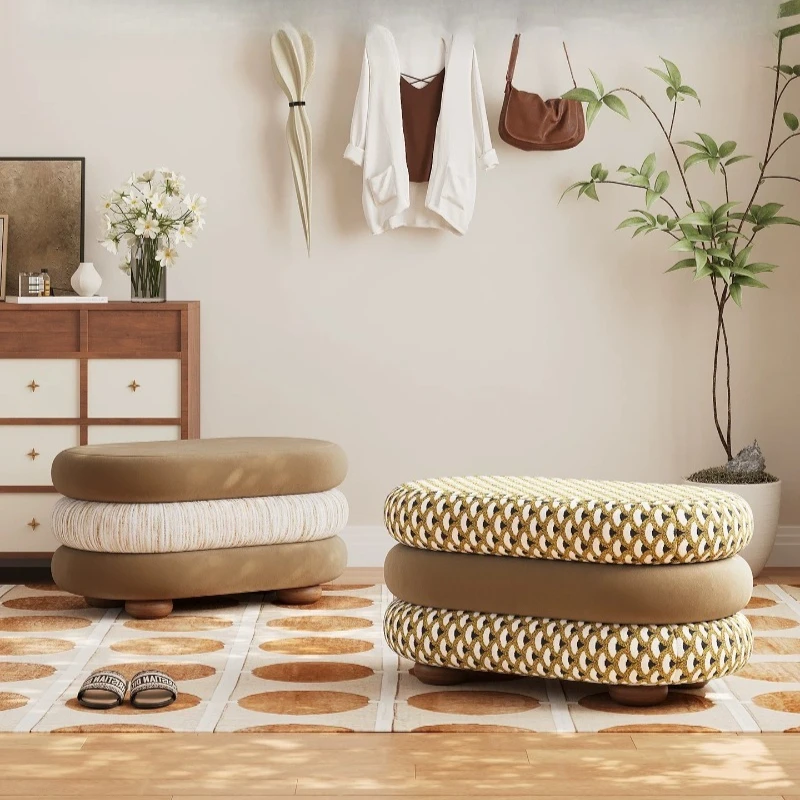 luxury high-end sense multi-functional portable fabric shoe change stool household door cushioned shoe stool entrance stool