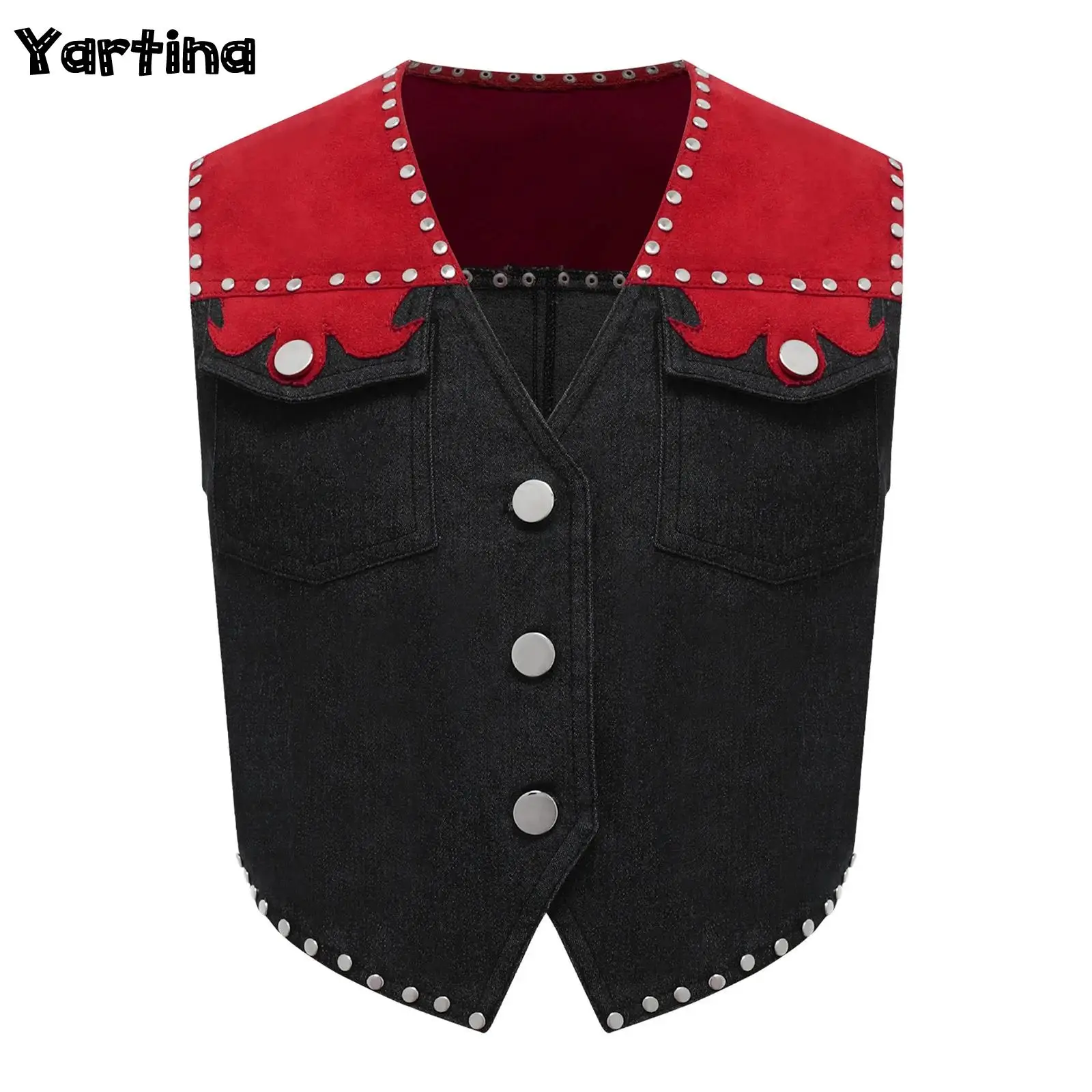 

Kids Western Cowboy Cosplay Costume Halloween Party Tops V Neck Buttons Rivet Fringe Vest Denim Cowboy Vest Role Play Outfits