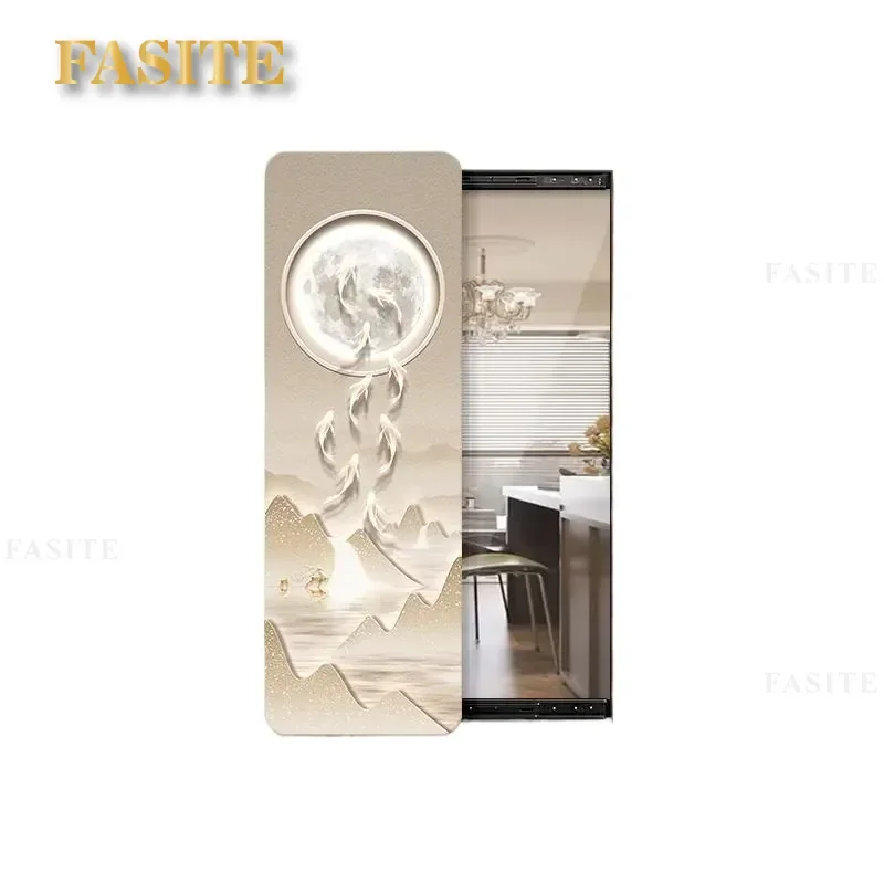 For Modern Light Luxury Entrance Decorative Painting Nine Fish Picture Push-Pull Mirror Hidden Full-Length Mirror Mural Wall