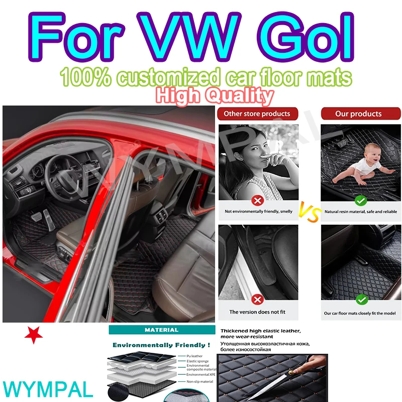 

Luxury Custom Car Floor Mats For VW Gol 2018 2019 2020 2021 2022 Auto Leather Men Car Mats Full Coverage Automotive Full pads