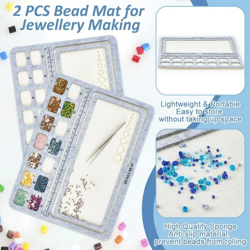 2Pcs Large Hard Back Bead Mats Wood Covered with Felt Wood Bead Design Board Felt Beading Mat Bead Tray with