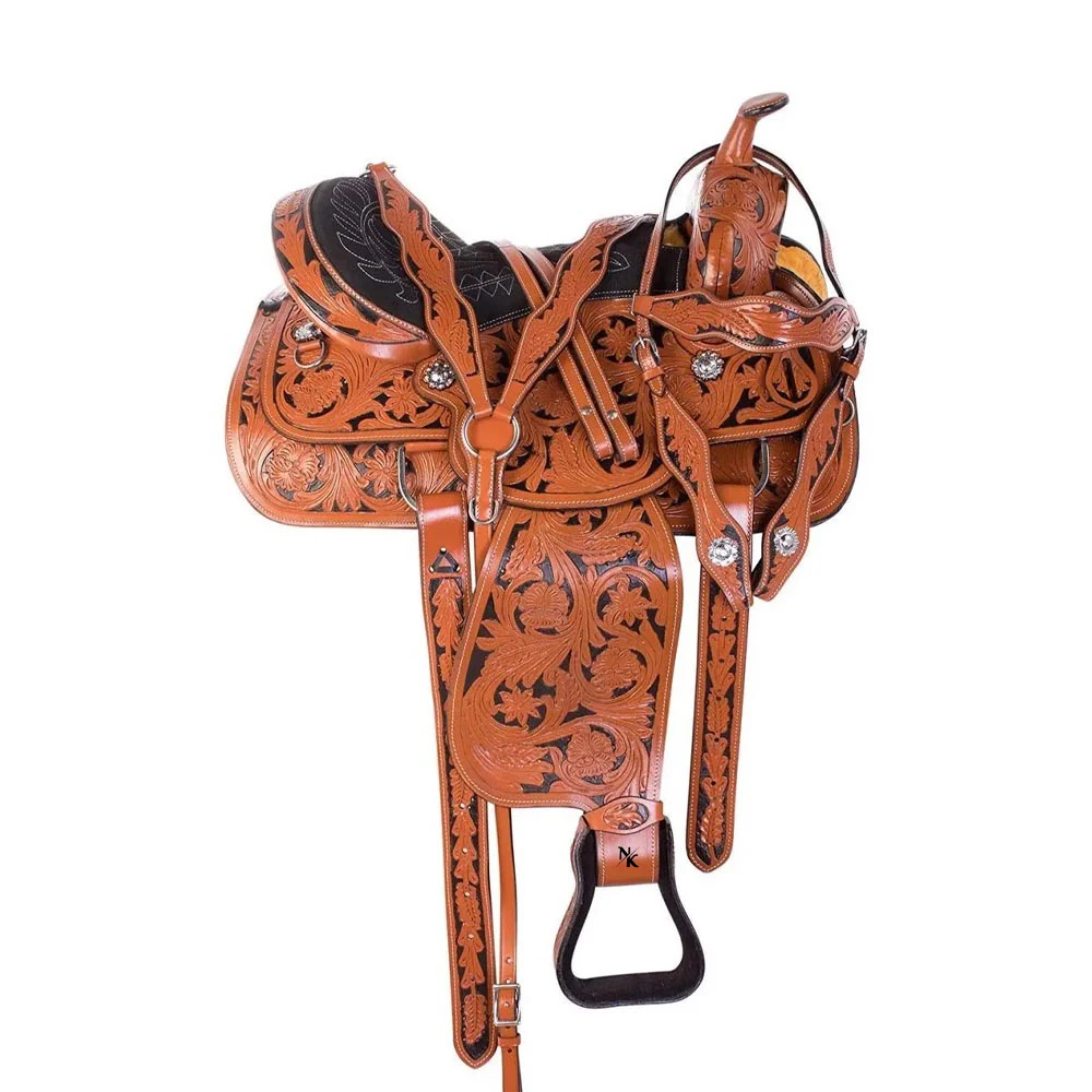 

Luxury Equestrian Supplies Leather Denim Saddle Wild Riding Ranch Riding Equipment