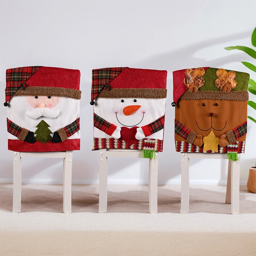 6pcs Dining Area Decor Essential Christmas Chair Cover Set Just Slip Cover Directly Onto Chair Back.