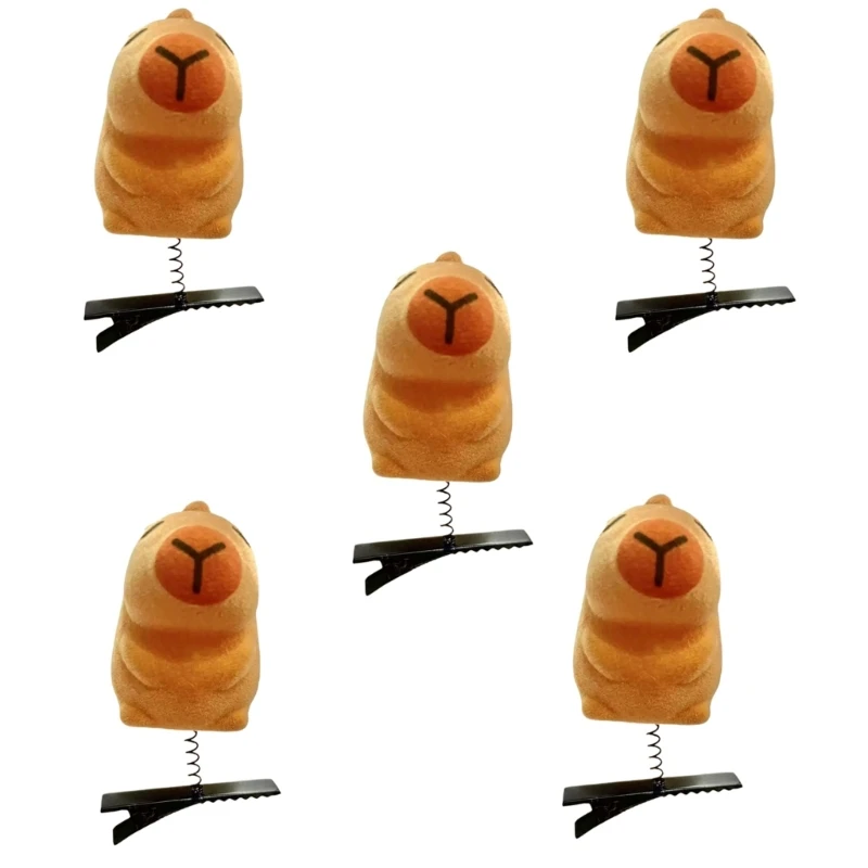 Lovely Capybara Hair Pin Flocking Standing Animal Clip Popular and Comfortable for Children and Adult Hair Decors