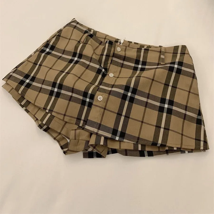 여성용 데님 버튼 벌룬 스커트 스트리트 아트 페어 인디 힙합 쿨 어반 조절 가능한 허리 청소년 스타일 포켓 트렌드