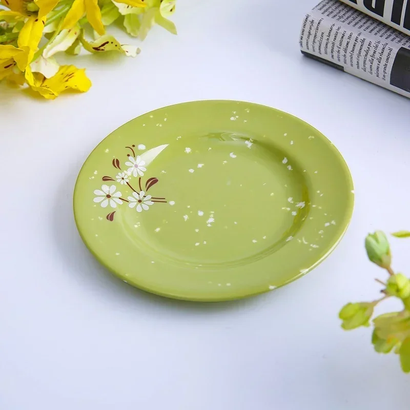 A5 Miamine Porcelain Green Feverfew Commercial Fall Durable Plastic Cutlery Bowl Dish Spoon Set