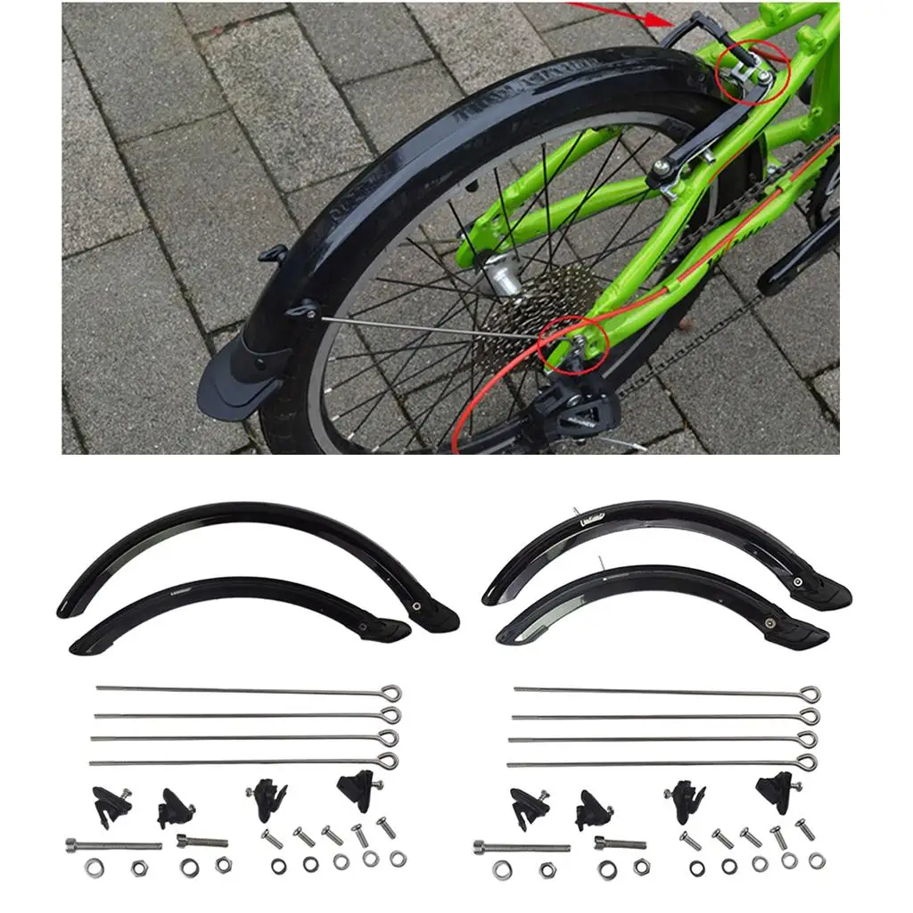 14\'\' Folding Bike Mudguard Front & Rear Bicycles Mud Guard with Mounting