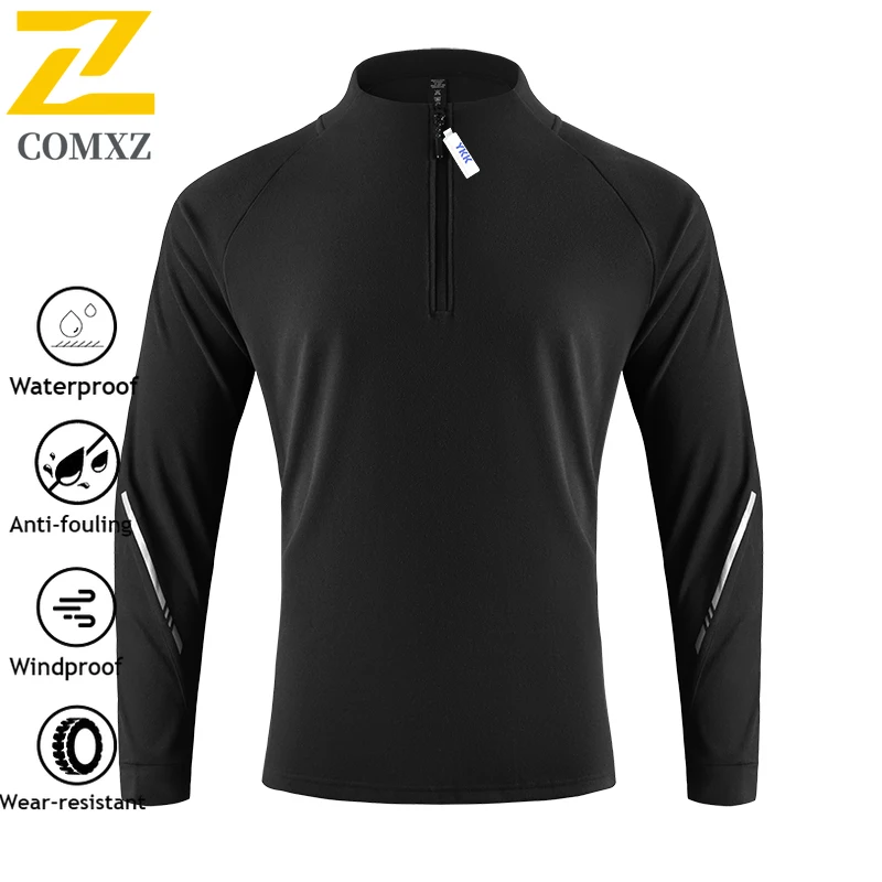 COMXZ Men Sports Hoodie jacket Winter Long Sleeve Stand Collar Tactical American Style Sweatshirt Running Casual Loose T-shirt