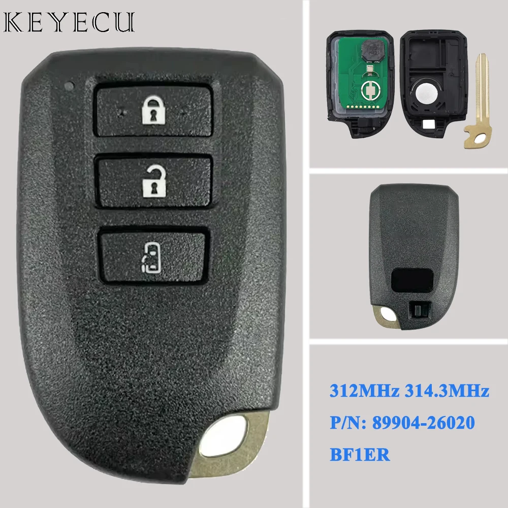 

Keyecu Replacement 3 Buttons For Toyota Hiace Regiusage 2013 Smart Remote Car Key Fob 312MHz 314.3MHz BF1ER 89904-26020