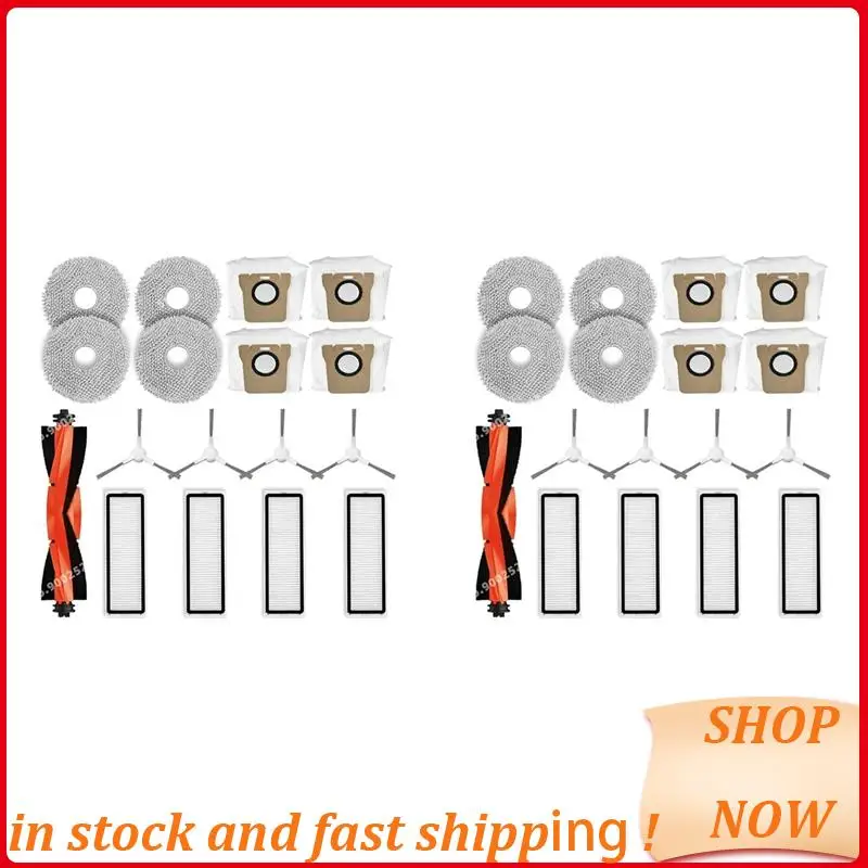 2er-Set für Xiaomi Robot Vacuum X20+ / X20 Plus Ersatzteile Hauptseitenbürste Hepa-Filter Mopp Tuch Staubbeutel HEISS!