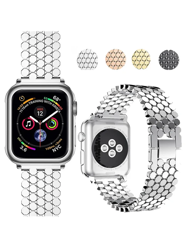 Stainless Steel Strap For Apple Watch Band Ultra 44mm 45mm 40mm 41mm Luxury Bracelet Metal Chain Wristband For iWatch Series 1-9