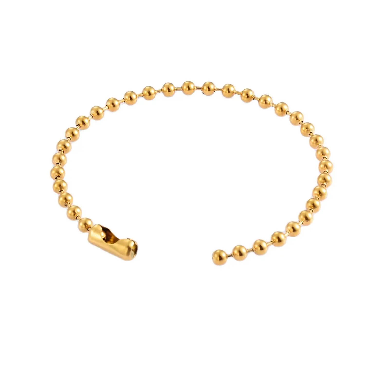 Goldfarbenes rundes Perlenarmband 1,5mm-4,0mm Edelstahl-Kugelketten-Fußkette Modischer Schmuck zum Stapeln für Damen und Herren – Detail 1