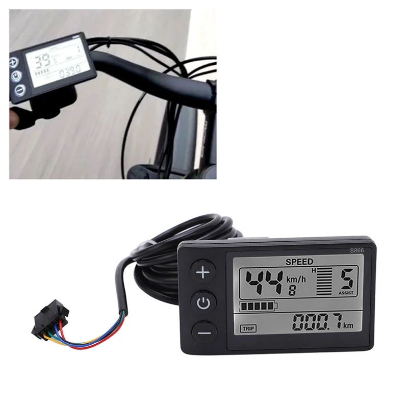 S866 Electric Bike Display LCD Meter 24V 36V 48V Electric Scooter Control Panel with SM Plug Electric Bike LCD Display-ANKL