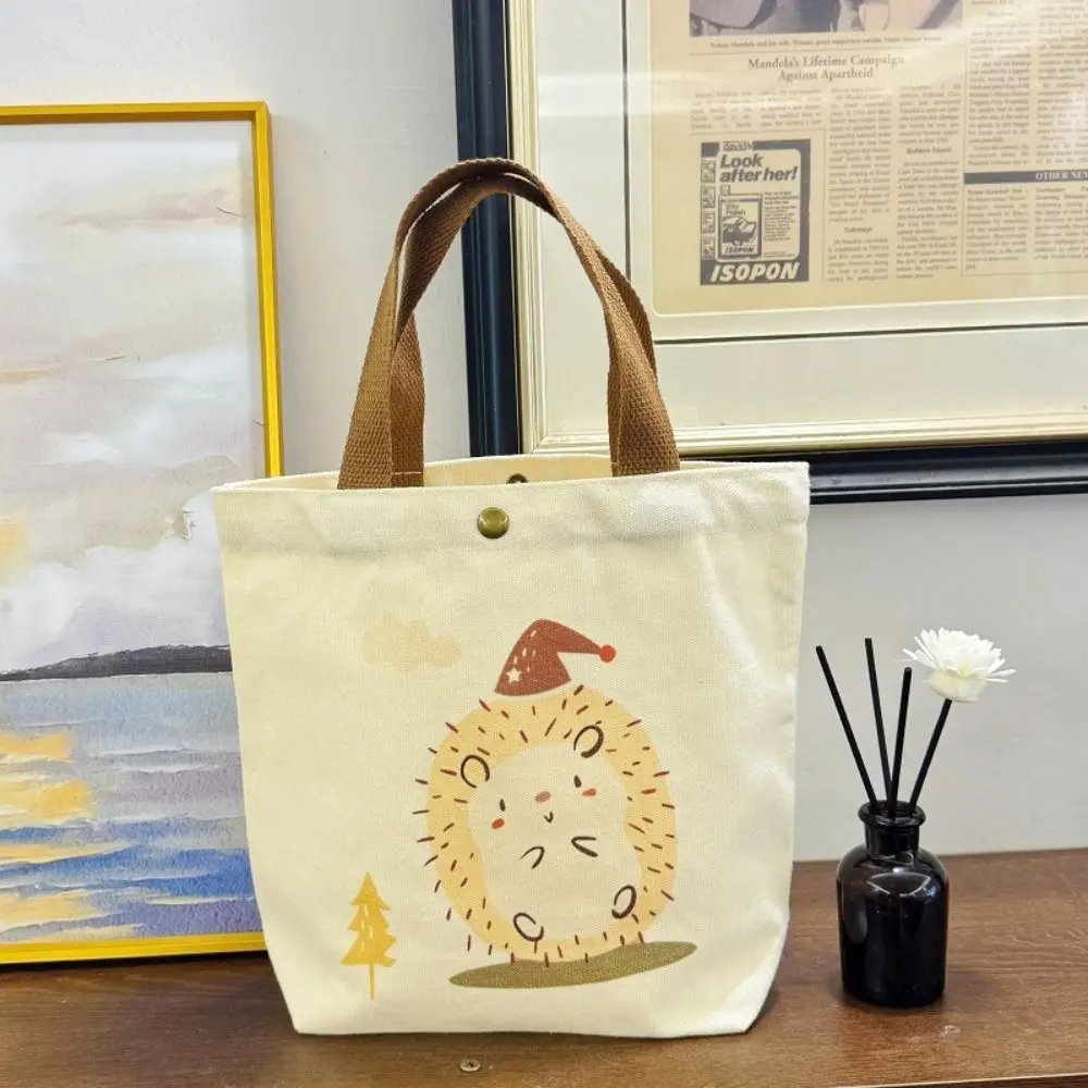 

New Large Capacity Women's Cartoon Canvas Bag Rabbit Duck Work Hand-held Lunch Bags Portable Hedgehog Female Student Handba