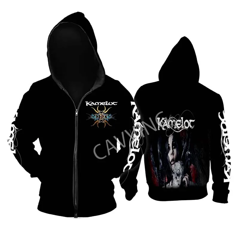 

New Fashion Printed Kamelot Band Loose Metal Rock Zipper Hoodies Gothic Top Harajuku Cotton Unisex Clothing AU3