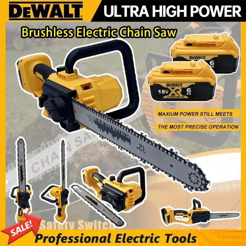 Dewalt 12 Inch Cordless Brushless Chainsaw Battery Power Chain Saw Electric Saw Woodworking Cutting Power Tool