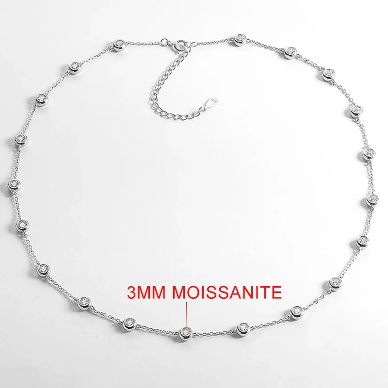 Tfglbu 3/4/5Mm Real D Color Moissanite Ketting Voor Vrouwen Trendy Eenvoudige Bubble Pentant Verjaardagscadeau 925 Sterling Zilveren Sieraden