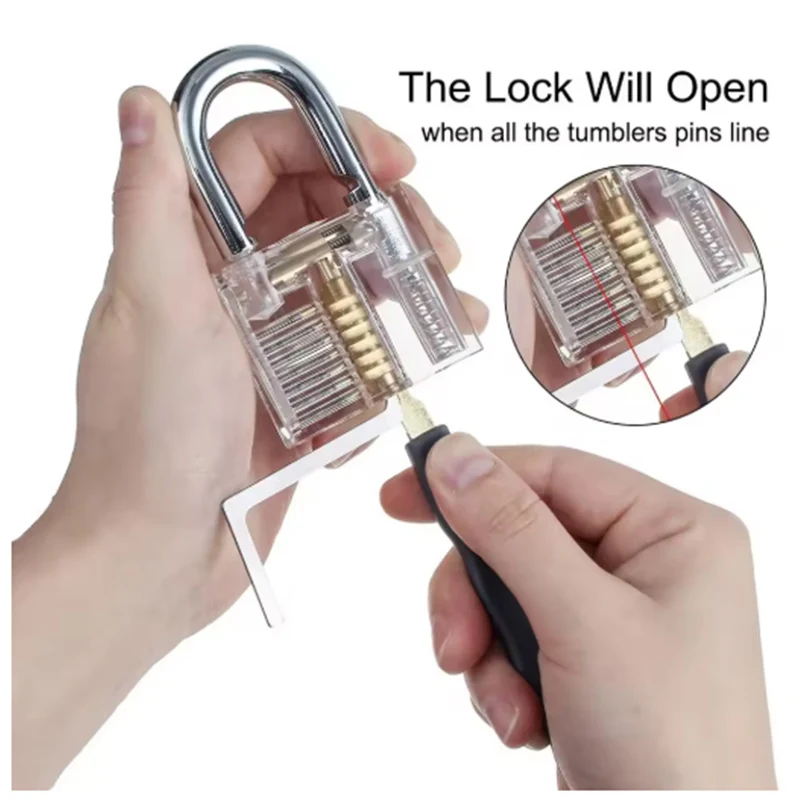 1 مجموعة قفل اختيار مجموعة أدوات الأقفال شفافة أقفال التدريب متعددة الوظائف مجموعة الصلب لأجهزة قفل للأدوات اليدوية