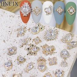 2 Pcs Luxurious Sparkling Gold Zircon 3D Alloy Heart Butterfly Nail Art Zircon Metal Nail DIY Accessories Nail Decoration