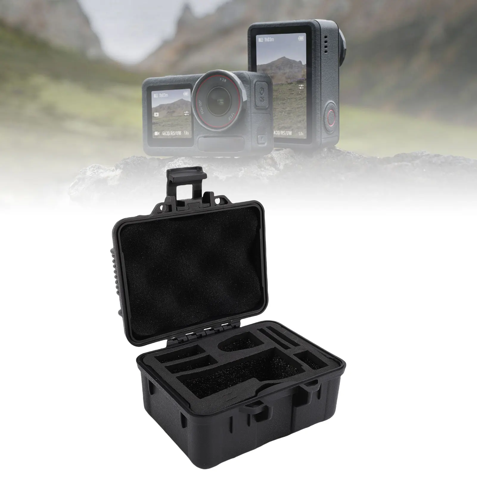 حقيبة حمل لكاميرا الحركة، إسفنجة مبطنة، داخلية مقاومة للماء، تخزين واسع، حافظة صلبة لكاميرا الحركة للأماكن الخارجية