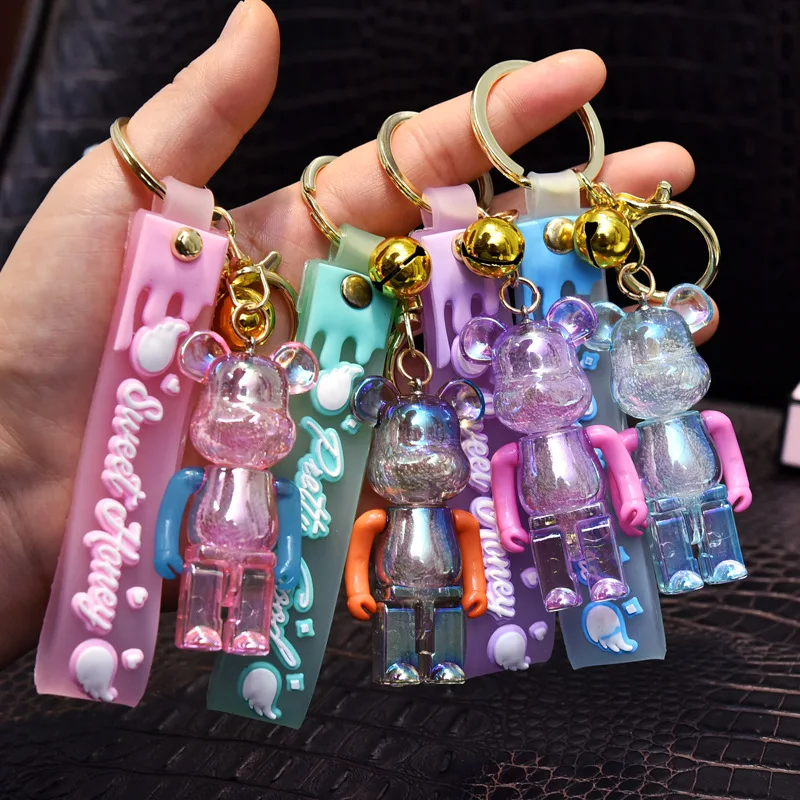 Handmade Rhinestone Bomgom Tassels Cartoon Keychain Popobe Gloomy Bear Cute Bag Charm Holder Resin Key Chain DIY Craft