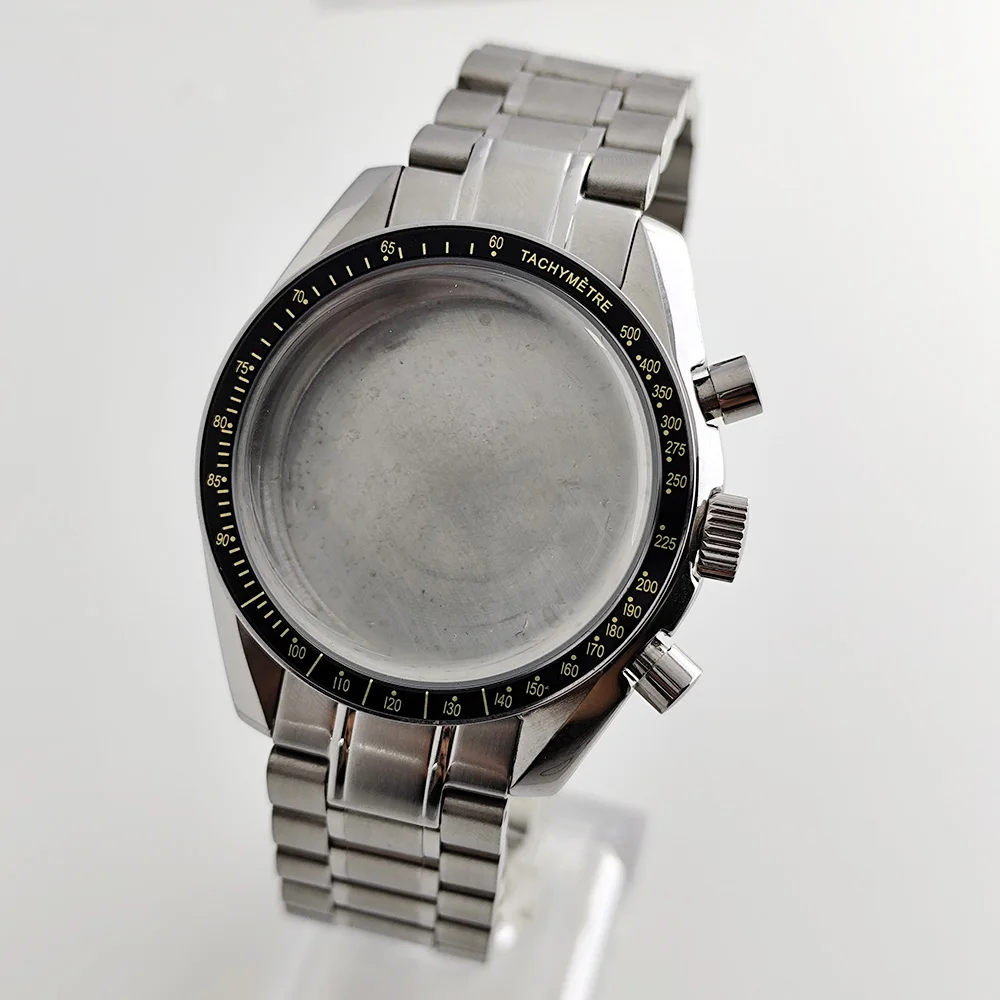 

39.7mm VK63 silver watch case blue black silver gold insert bezel 20mm stainless steel Watch strap Fit for VK63 Movement