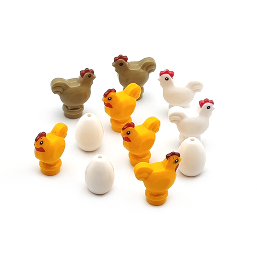 Building Blocks Chicken Chicks MOC Animal Farm rural City  Accessories egg Cock Poultry pet Hen for DIY Children Gifts ToysToys