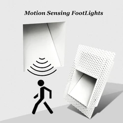Led Pir Motion Sensor Footlights Recessed Step Stair Light Corner Wall Lamp for Indoor Living Room Aisle Lighting Night Lamp