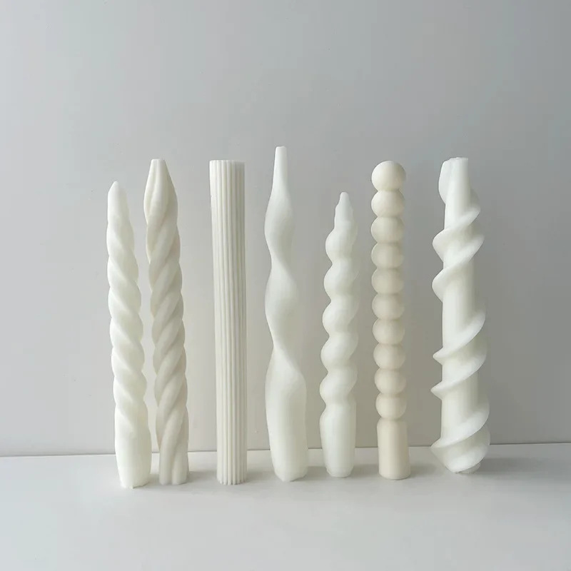 Long Striped Candle Mold Spiral Pattern Long Stem Scented Candle Silicone Mould Twist Long Strip Mold Candle Making Supplies