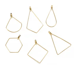 10-20pcs Gold Stainless Steel Earring Pendants Geometric Shape Ear Wire Hoop For DIY Jewelry Making Handmade Finding Accessories