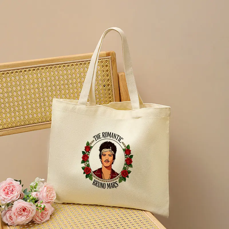 Bruno Mars World Tour Canvas Tote Bag Large Capacity Multifunctional Shoulder Bag Fashion Men and Women Shopping Bags Fan Gifts