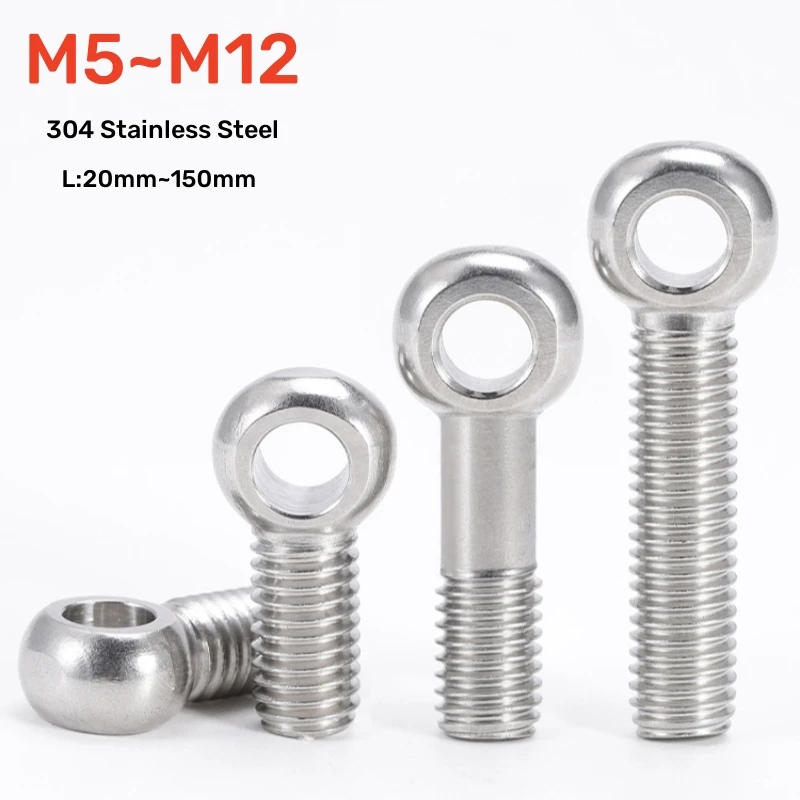 1~5pc M5 M6 M8 M10 M12 304 Stainless Steel Ring Link Bolt Fisheye Eye Slip Hole Screw GB798 Stud Articulated Anchor Bolts
