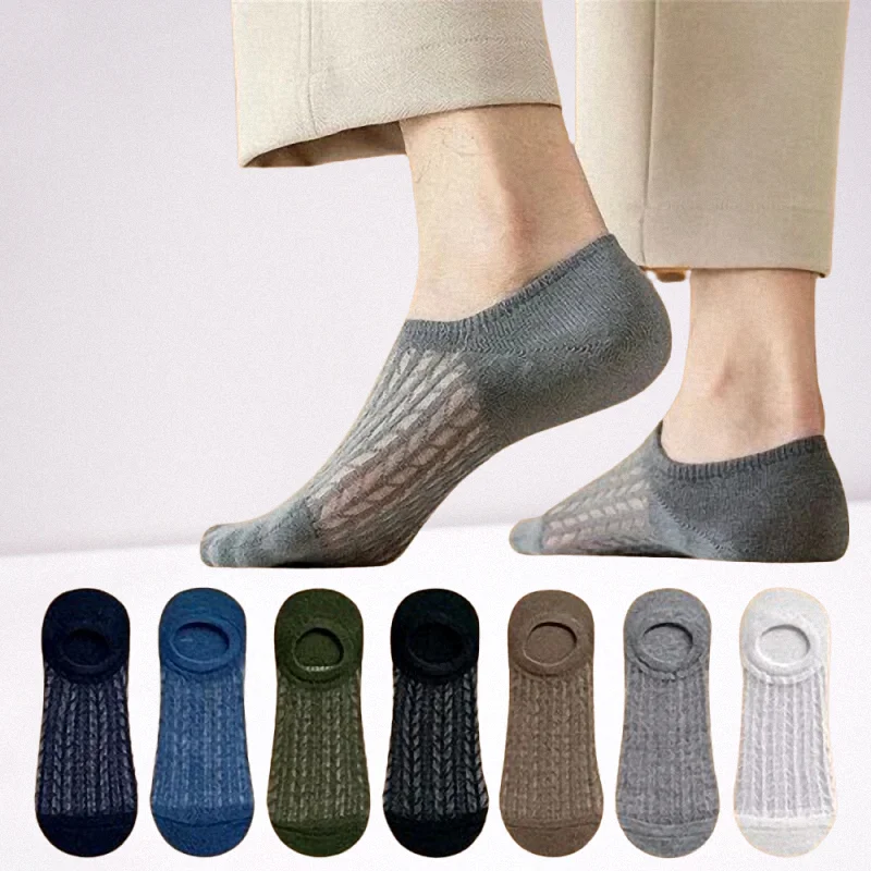 Chaussettes bateau invisibles en maille respirante, chaussettes fines décontractées, bouche peu profonde, absorption de la sueur, haute qualité, mode, 3/5 paires