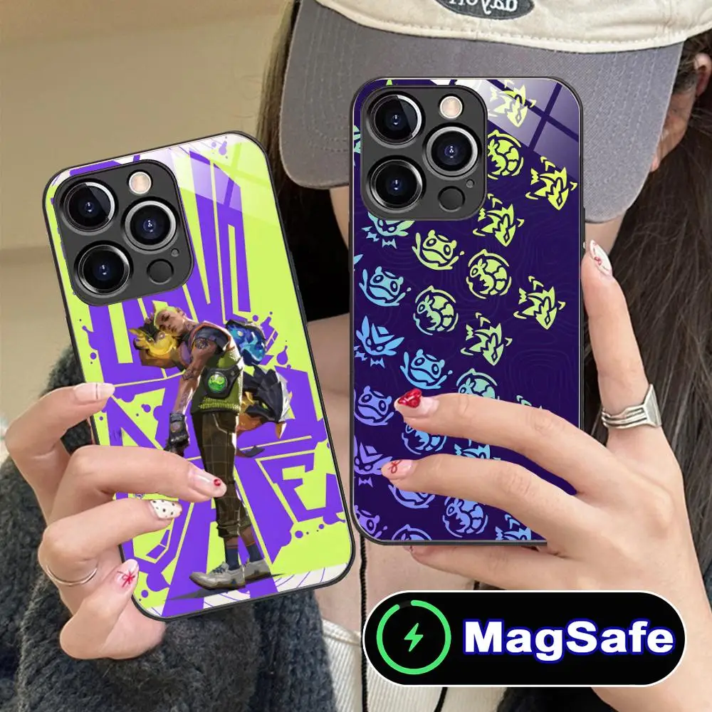 

Чехол для мобильного телефона Valorant Gekko для iPhone 16, 15, 14, 13, 12, 11 Pro Max Plus Mini MagSafe, защитное стекло, роскошное защитное стекло