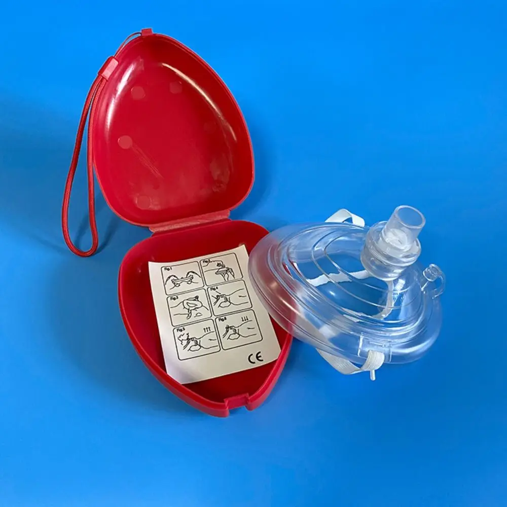 Reuseable CPR Breathing Mask One-way Valve Tools Breathing Mask Artificial Respiration Mask Professional Red Cpr Rescue Teaching