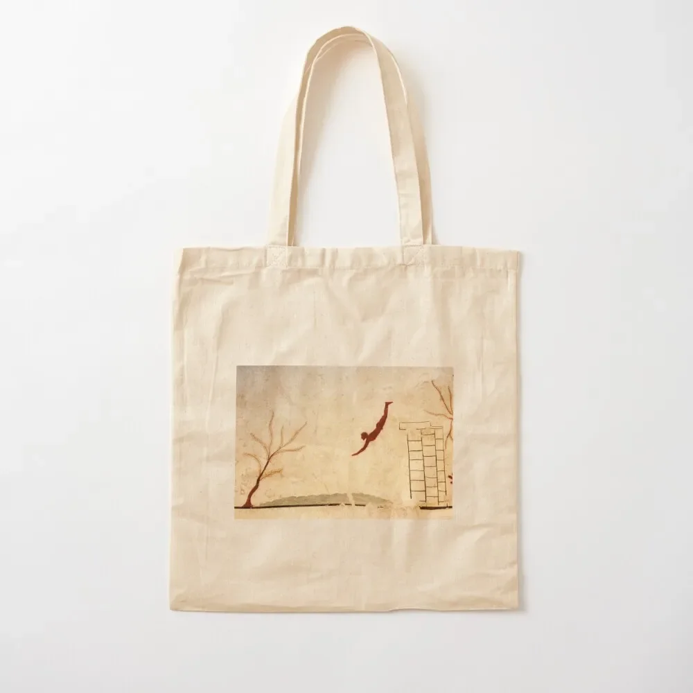 

Ancient Greek Painting c.470 BC - Tomb of the Diver in Paestum, Italy Tote Bag Canvas stote bag shopping trolley bag